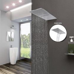 SOFFIONE DOCCIA SQUARE WALL RETTANGOLARE CON CASCATA 20X50 CROMO