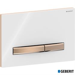 PLACCA GEBERIT SIGMA 50 SQUARE VETRO BIANCO/TASTI ORO ROSSO 115.670.11.2