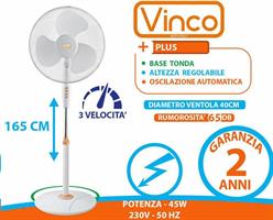 VENTILATORE A PIANTANA 45W 40cm H.165cm BIANCO VINCO